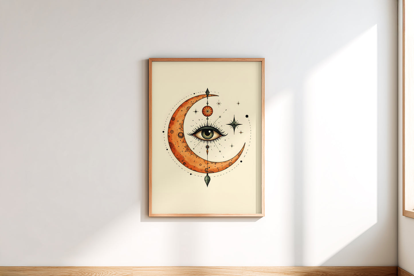 Mystic Moon Eye Digital Art Print | Celestial Boho Wall Decor | Surreal Astrology Printable Poster