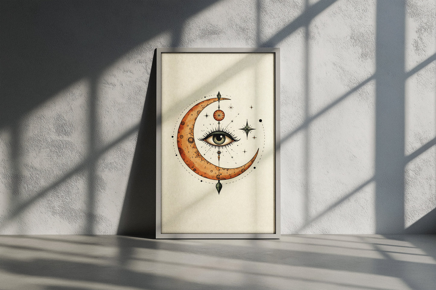 Mystic Moon Eye Digital Art Print | Celestial Boho Wall Decor | Surreal Astrology Printable Poster