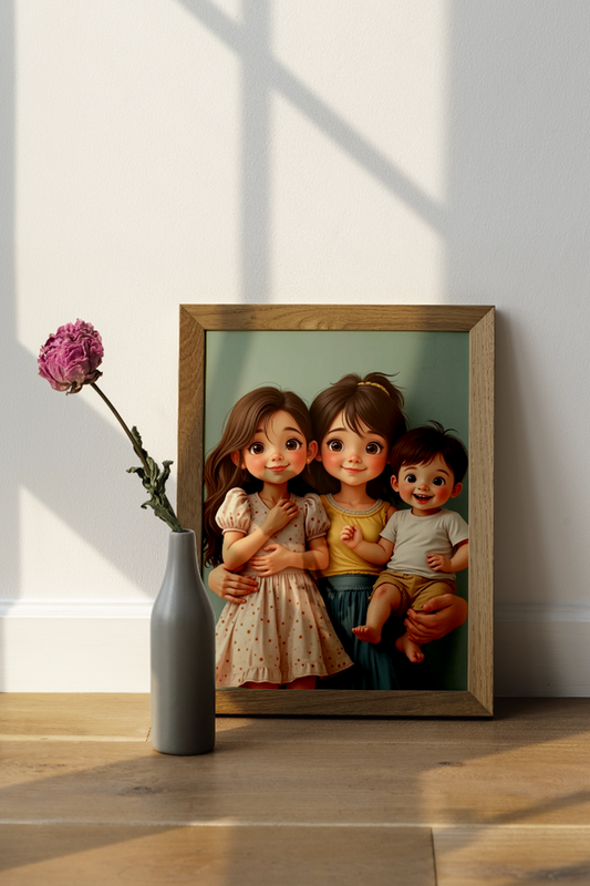 Cute Family Wall Art Print | Whimsical Cartoon Kids Illustration | Digital Download | Nursery Room Decor | Printable Artwork