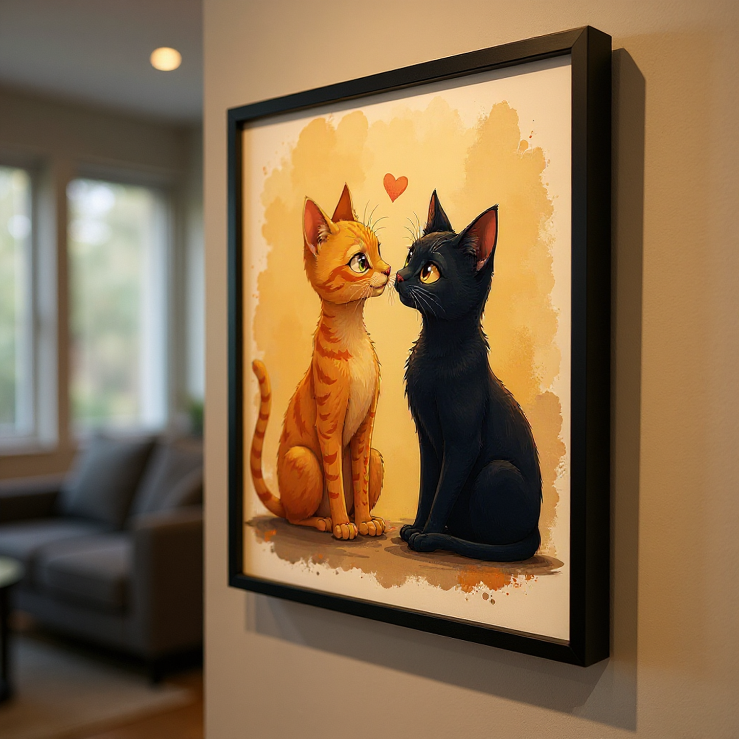 Romantic Cat Wall Art Printable | Couple Cats Digital Download | Cute Animal Lovers Gift | Cat Decor Instant Download