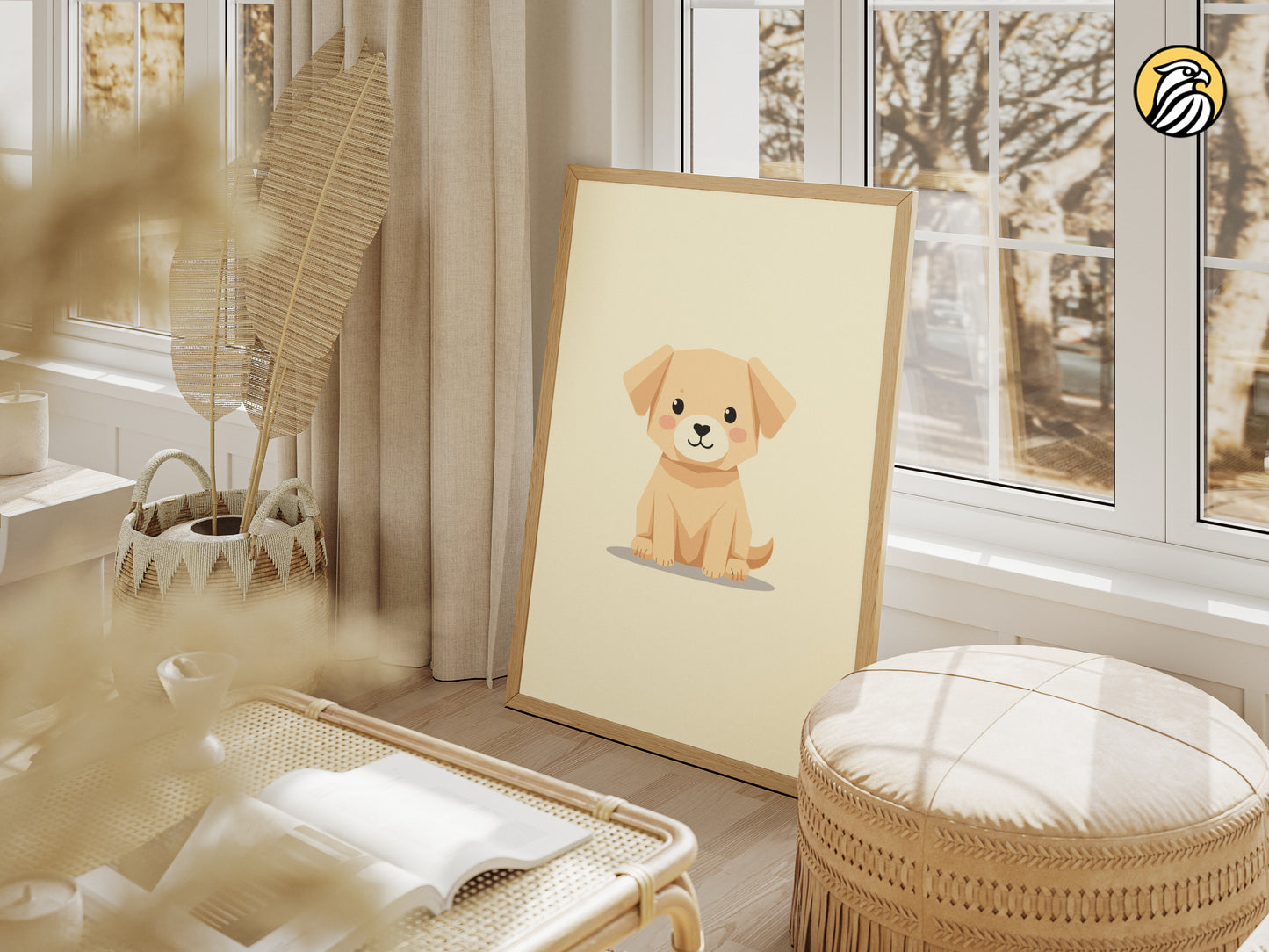 Minimal Puppy Printable Wall Art | Origami Dog Art | Digital Nursery Decor | Instant Download | Kids Room Animal Poster