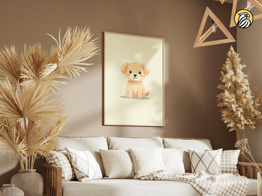 Minimal Puppy Printable Wall Art | Origami Dog Art | Digital Nursery Decor | Instant Download | Kids Room Animal Poster