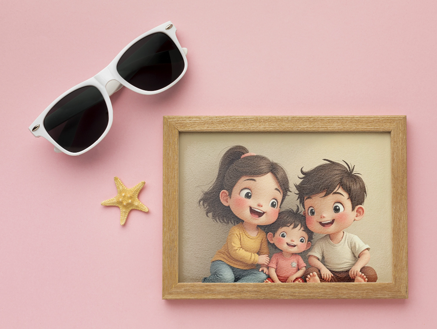 Adorable Family Cartoon Wall Art | Cute Kids Illustration | Digital Download | Playroom & Nursery Printable Decor | Sibling Wall Print