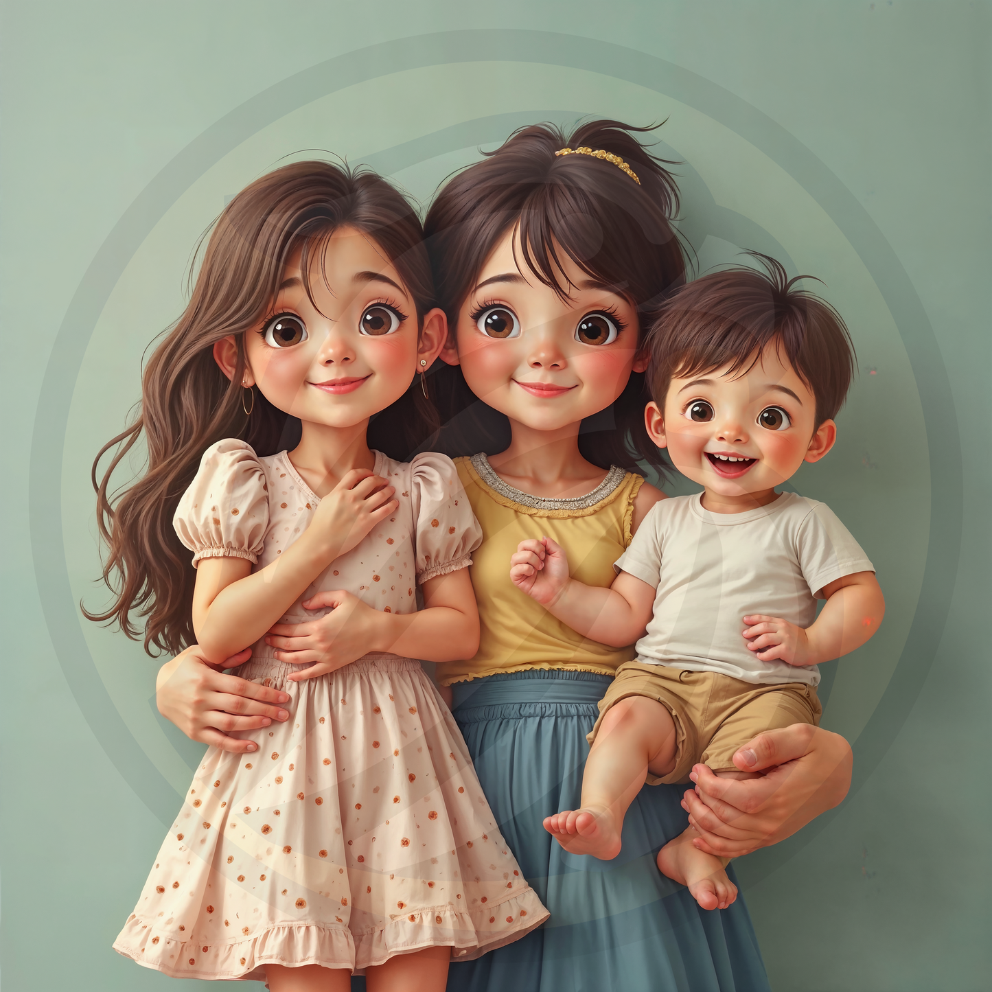 Cute Family Wall Art Print | Whimsical Cartoon Kids Illustration | Digital Download | Nursery Room Decor | Printable Artwork