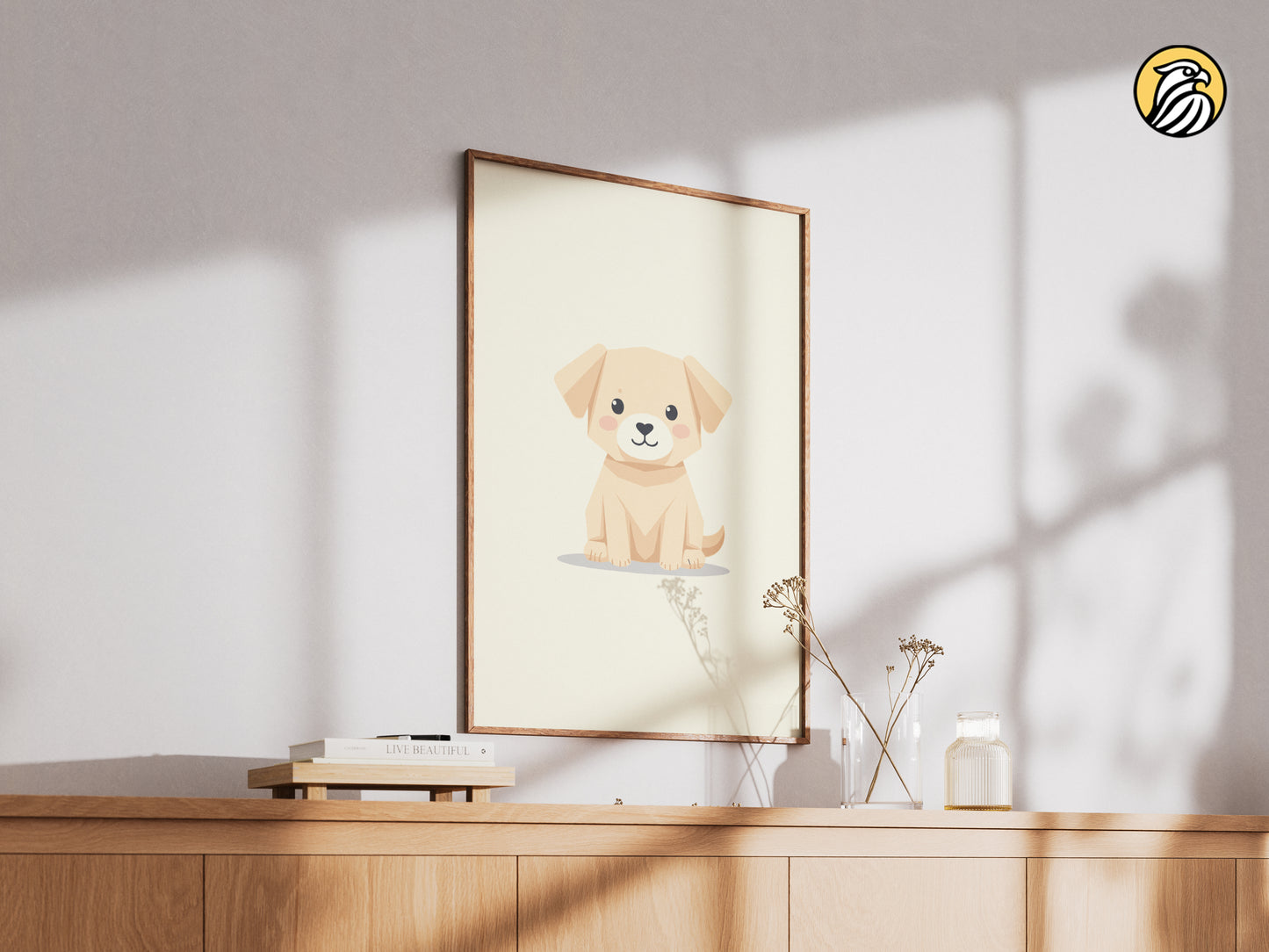 Minimal Puppy Printable Wall Art | Origami Dog Art | Digital Nursery Decor | Instant Download | Kids Room Animal Poster