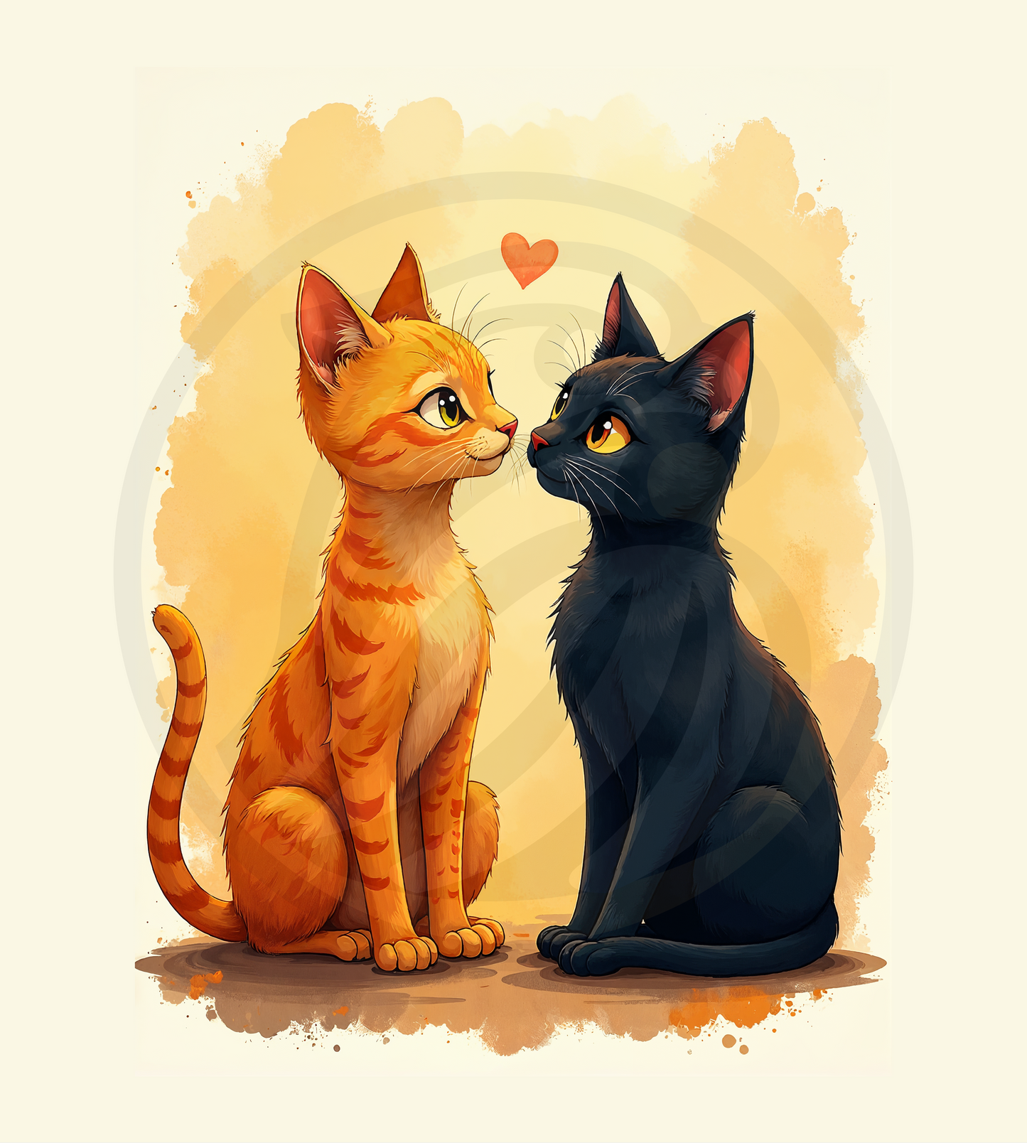 Romantic Cat Wall Art Printable | Couple Cats Digital Download | Cute Animal Lovers Gift | Cat Decor Instant Download