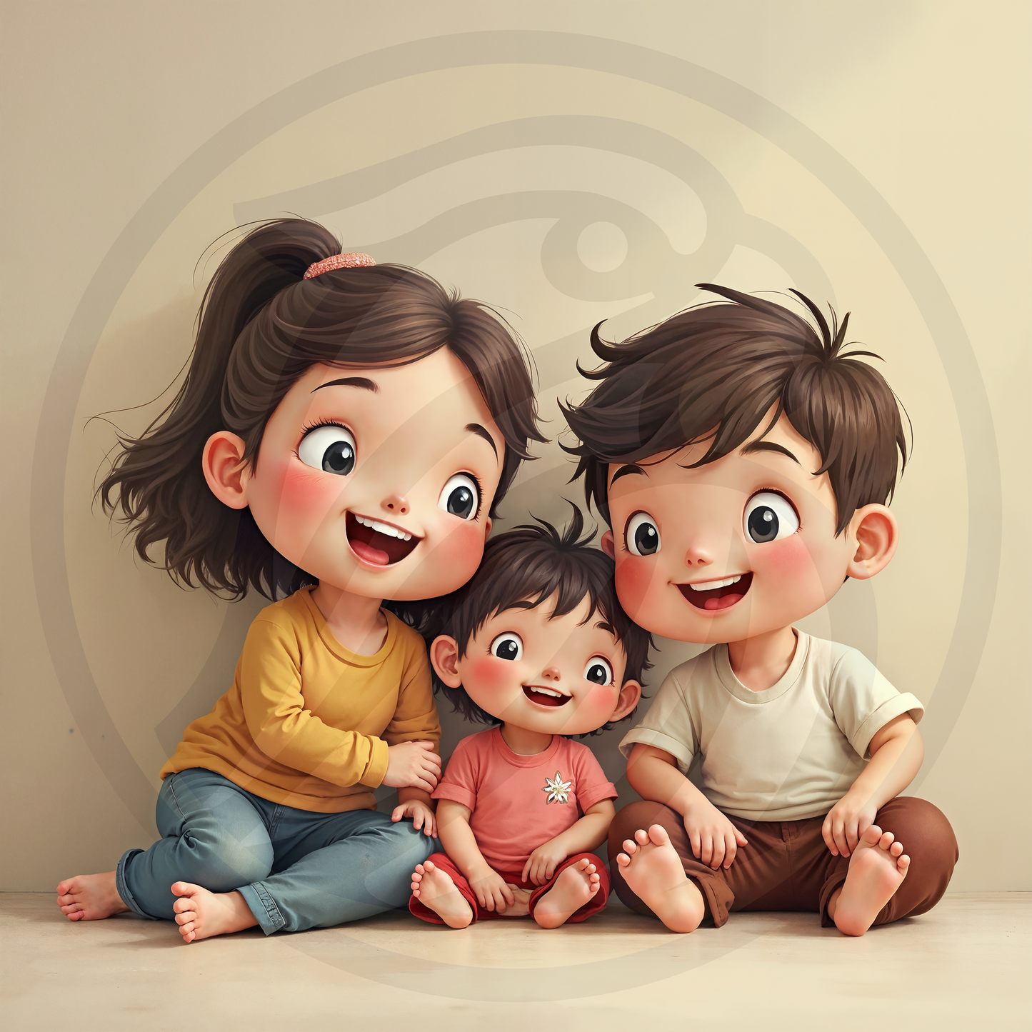 Adorable Family Cartoon Wall Art | Cute Kids Illustration | Digital Download | Playroom & Nursery Printable Decor | Sibling Wall Print