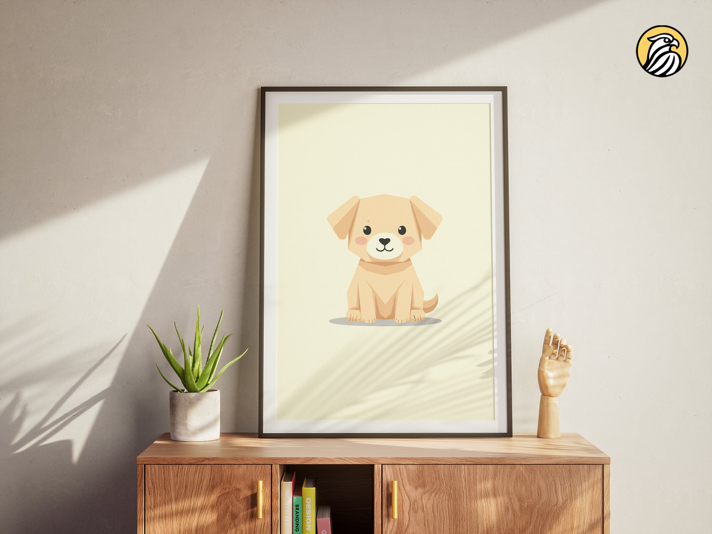 Minimal Puppy Printable Wall Art | Origami Dog Art | Digital Nursery Decor | Instant Download | Kids Room Animal Poster