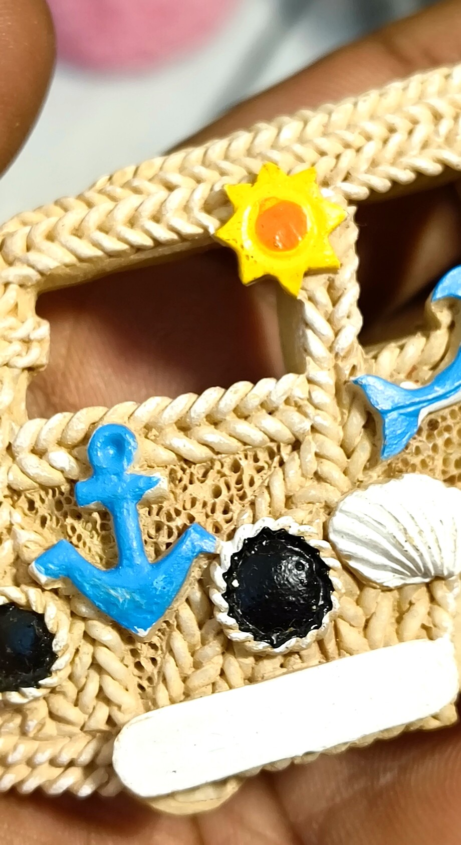 Beach Van Fridge Magnet – Handmade Coastal Décor with Palm Tree, Dolphins, Seashells & Nautical Beach Vibes