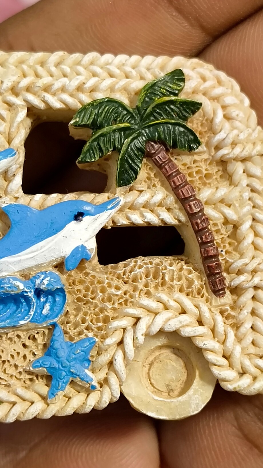 Beach Van Fridge Magnet – Handmade Coastal Décor with Palm Tree, Dolphins, Seashells & Nautical Beach Vibes