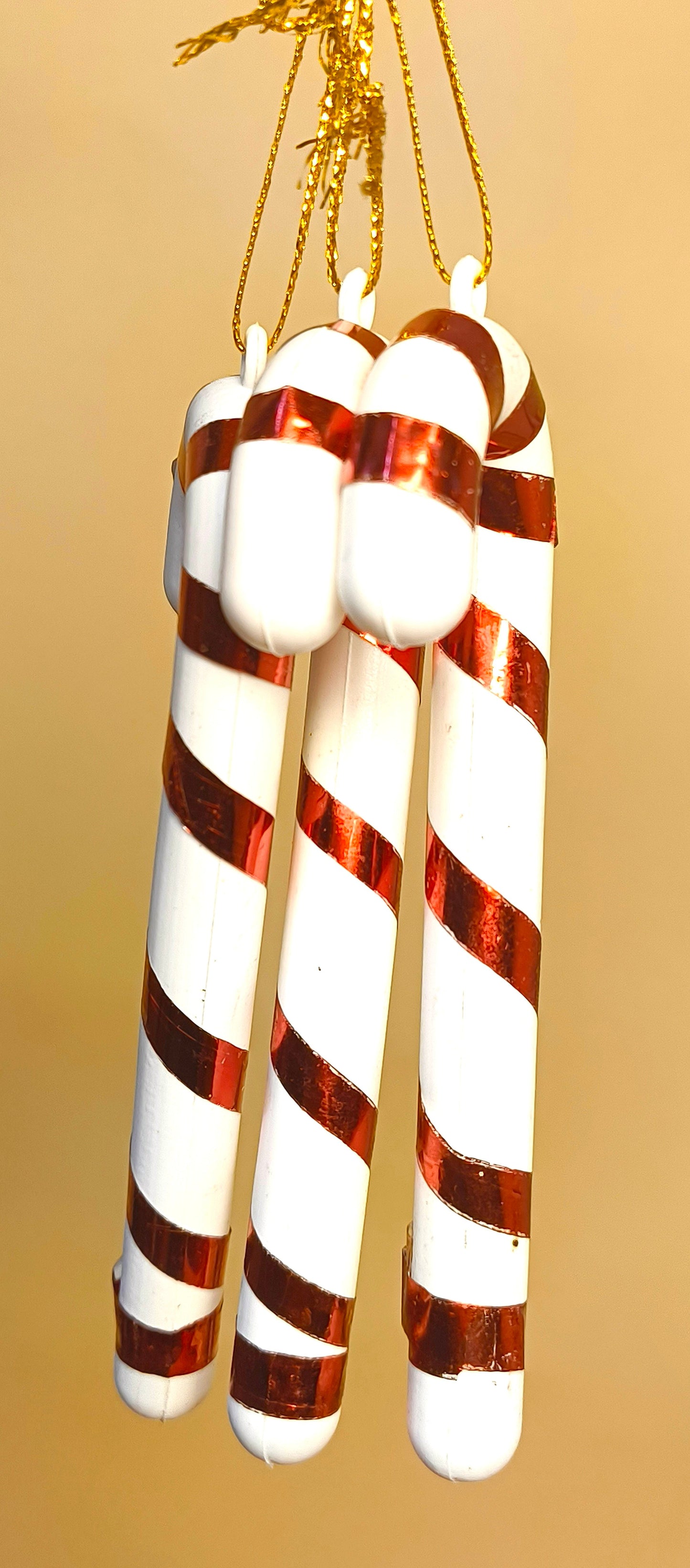 Candy Cane Christmas Ornaments (Set of 3) - Red & White Holiday Tree Decorations for Festive Home Styling