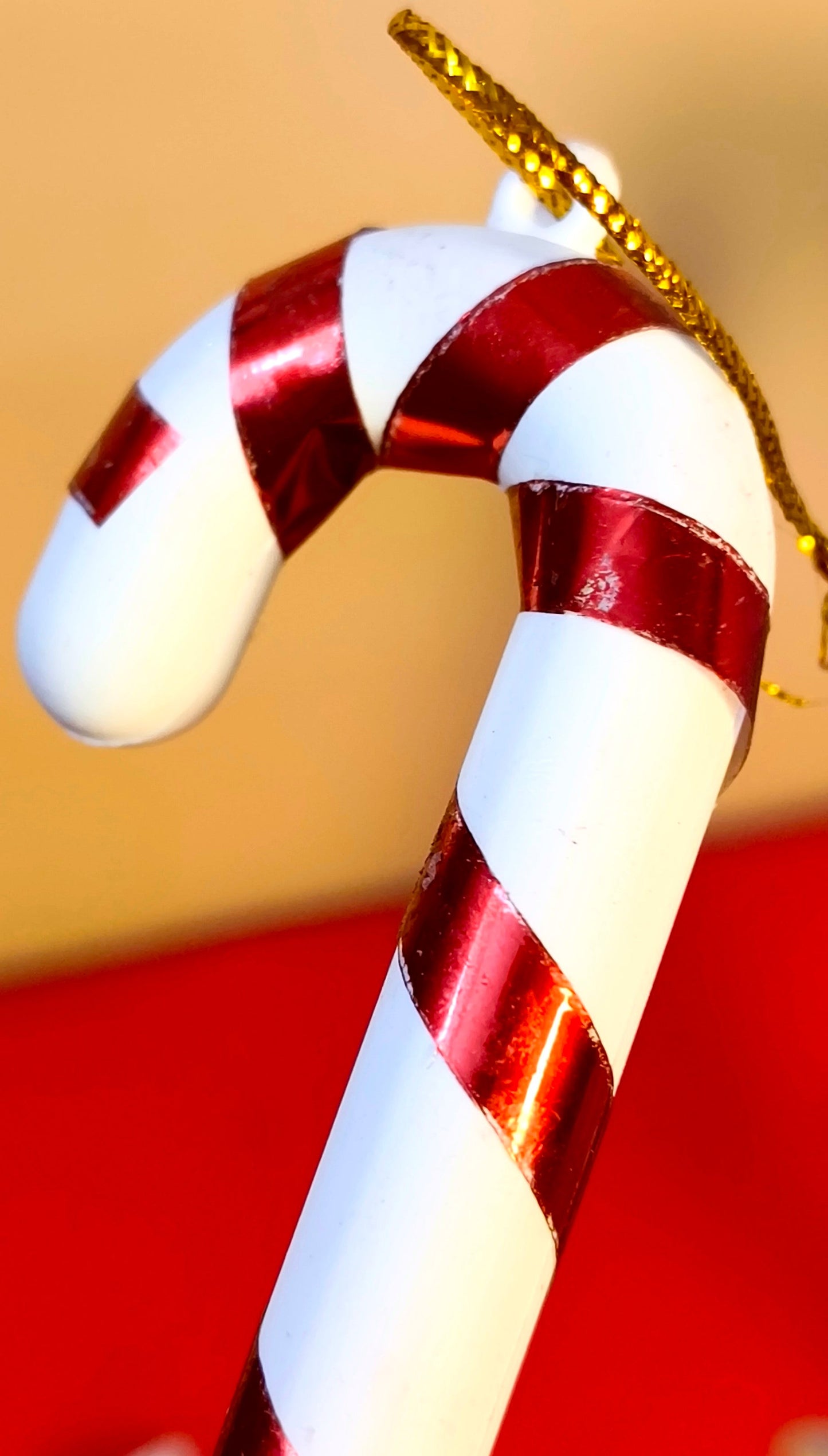 Candy Cane Christmas Ornaments (Set of 3) - Red & White Holiday Tree Decorations for Festive Home Styling