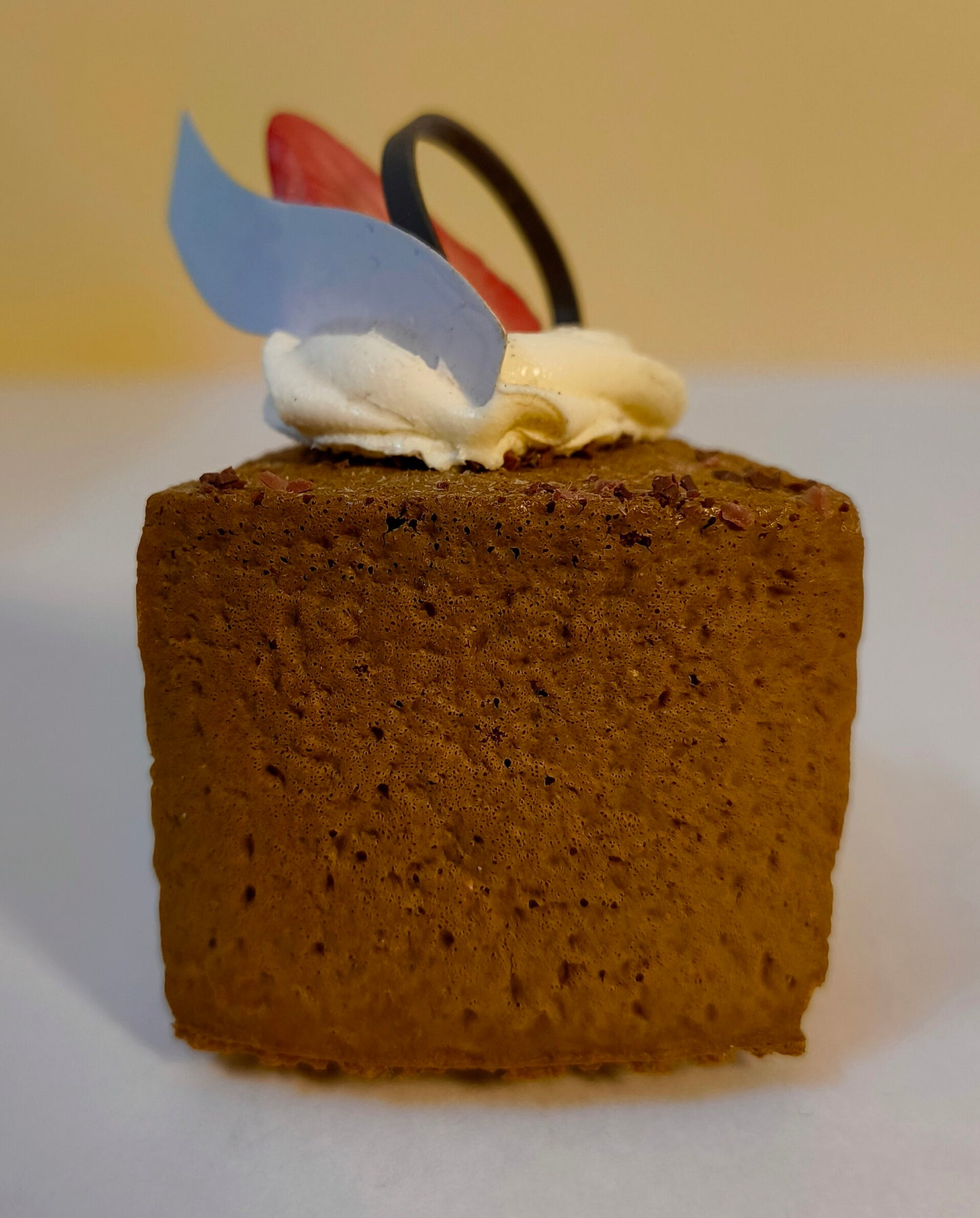 Chocolate Cake Slice Fridge Magnet – Handmade Dessert Décor with Cream Layers & Strawberry Topper