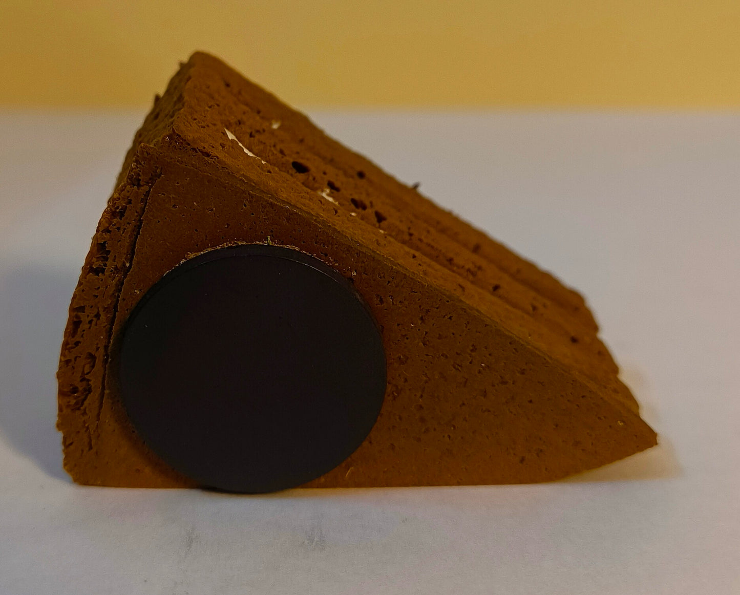 Chocolate Cake Slice Fridge Magnet – Handmade Dessert Décor with Cream Layers & Strawberry Topper