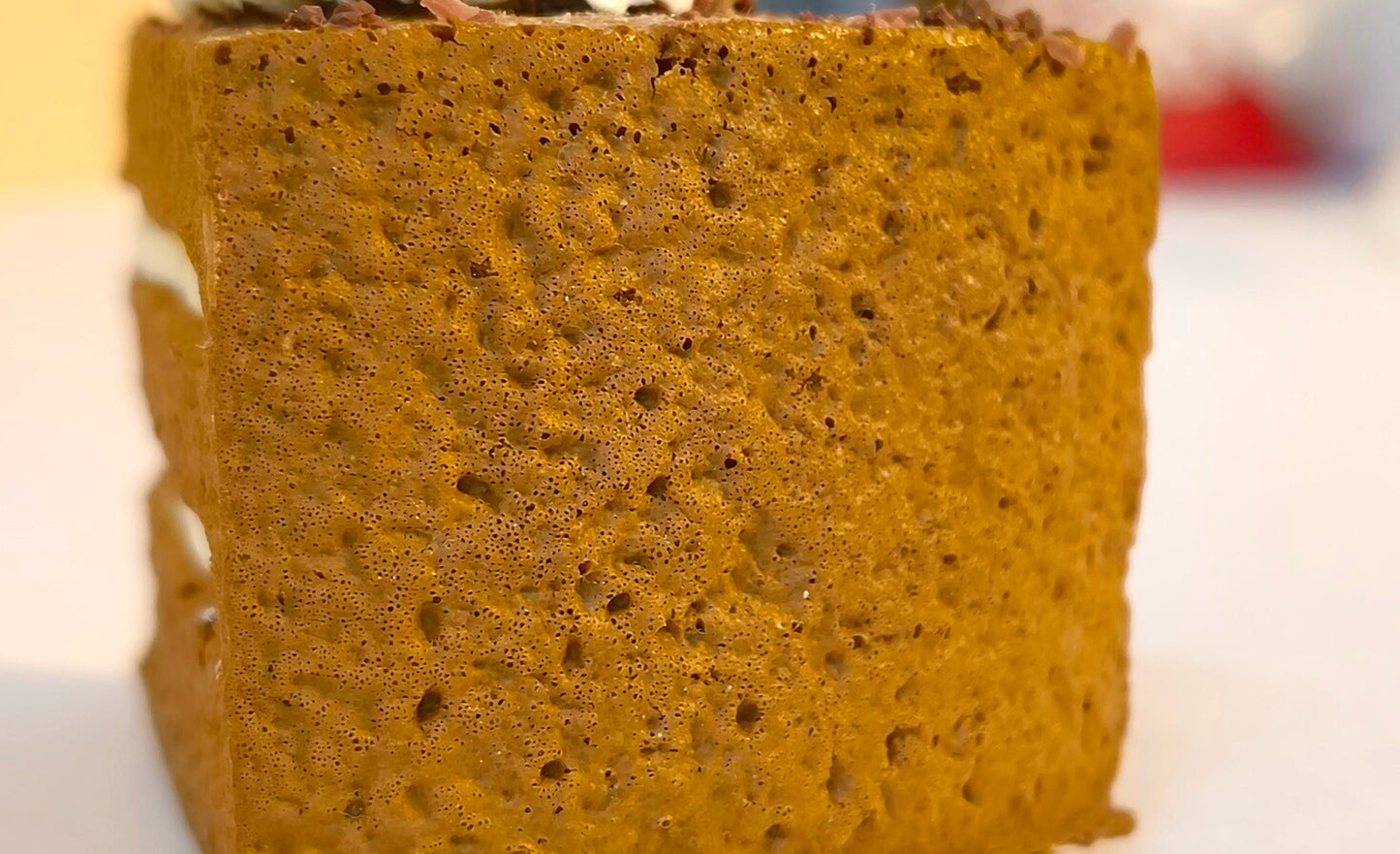 Chocolate Cake Slice Fridge Magnet – Handmade Dessert Décor with Cream Layers & Strawberry Topper