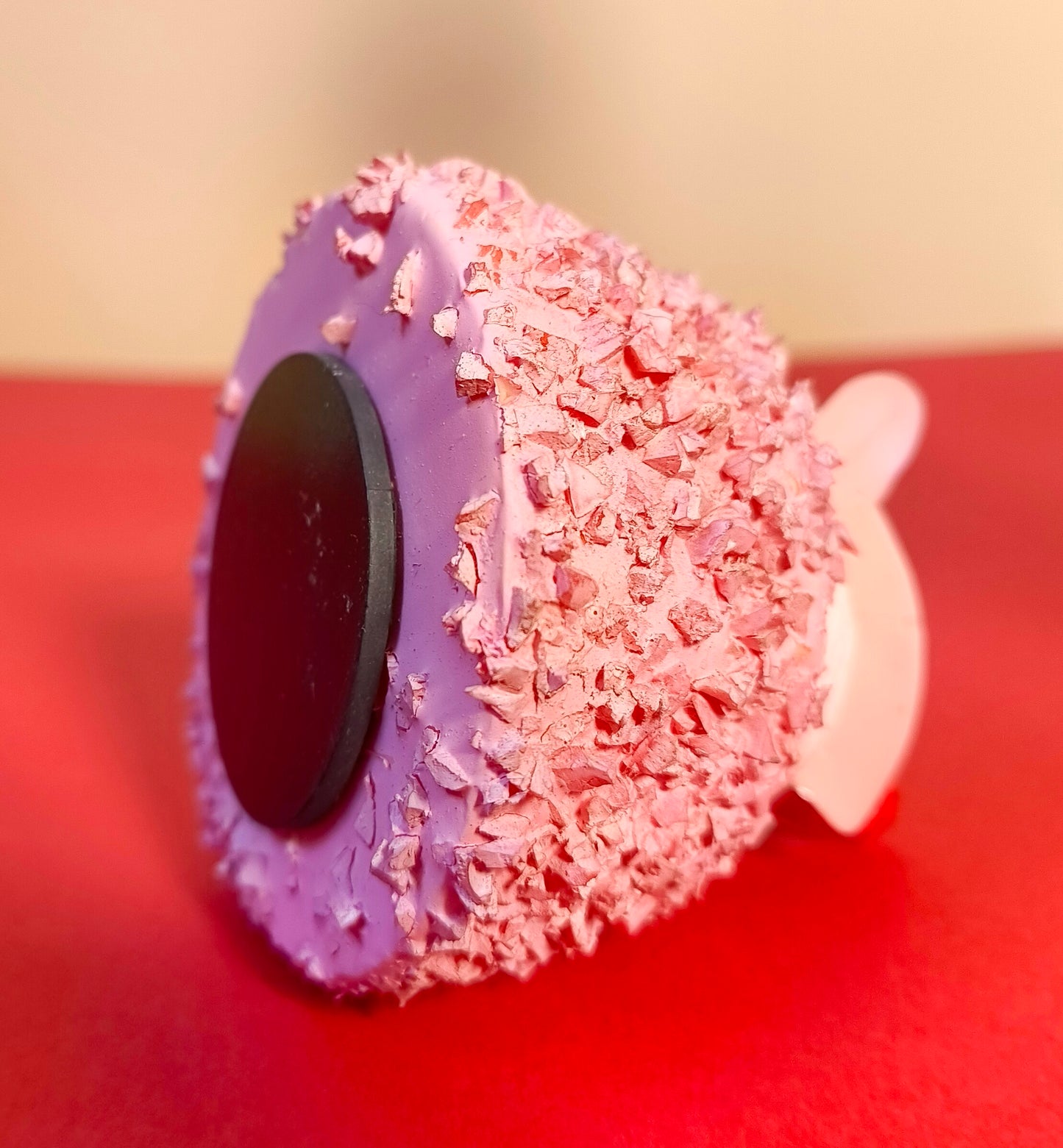 Pink Strawberry Cupcake Fridge Magnet – Handmade Textured Cupcake Décor with “A little sweet” Plaque