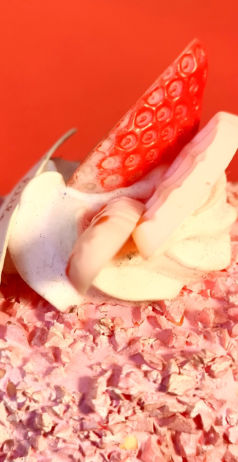 Pink Strawberry Cupcake Fridge Magnet – Handmade Textured Cupcake Décor with “A little sweet” Plaque