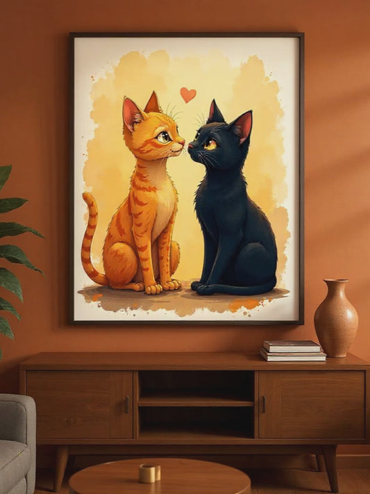 Romantic Cat Wall Art Printable | Couple Cats Digital Download | Cute Animal Lovers Gift | Cat Decor Instant Download