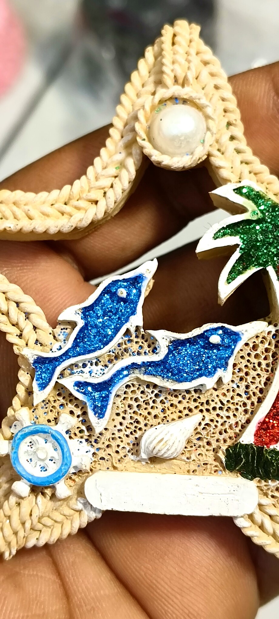 Starfish Paradise Fridge Magnet – Handmade Coastal Décor with Seashells for Beach Home & Nautical Collections