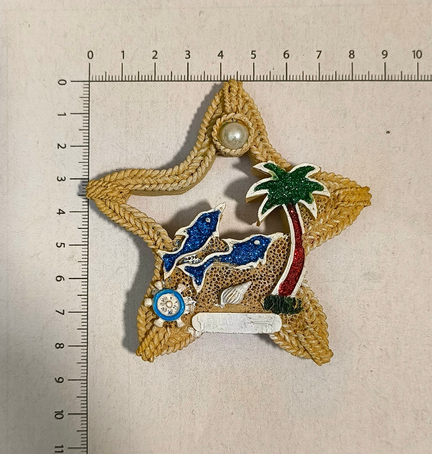 Starfish Paradise Fridge Magnet – Handmade Coastal Décor with Seashells for Beach Home & Nautical Collections