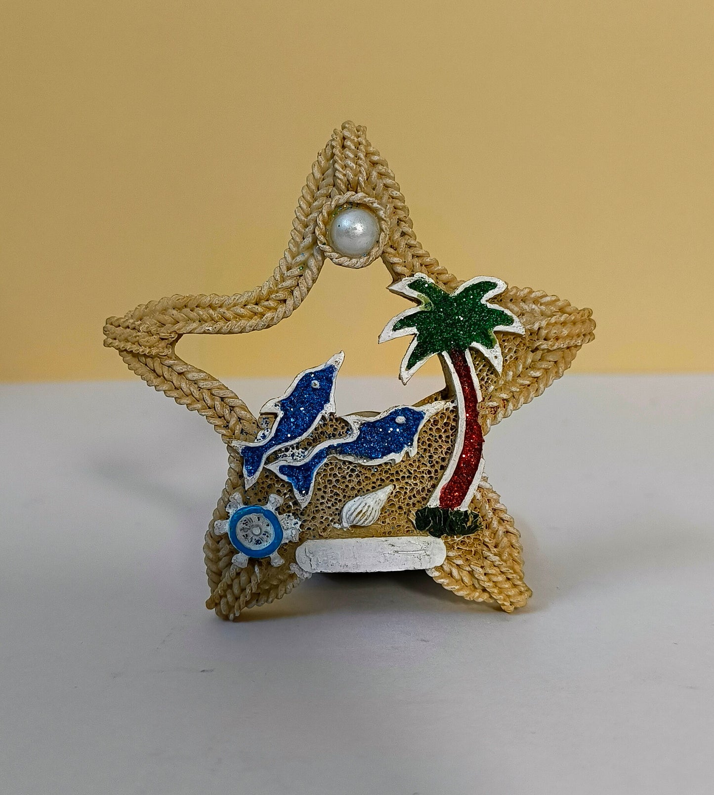 Starfish Paradise Fridge Magnet – Handmade Coastal Décor with Seashells for Beach Home & Nautical Collections