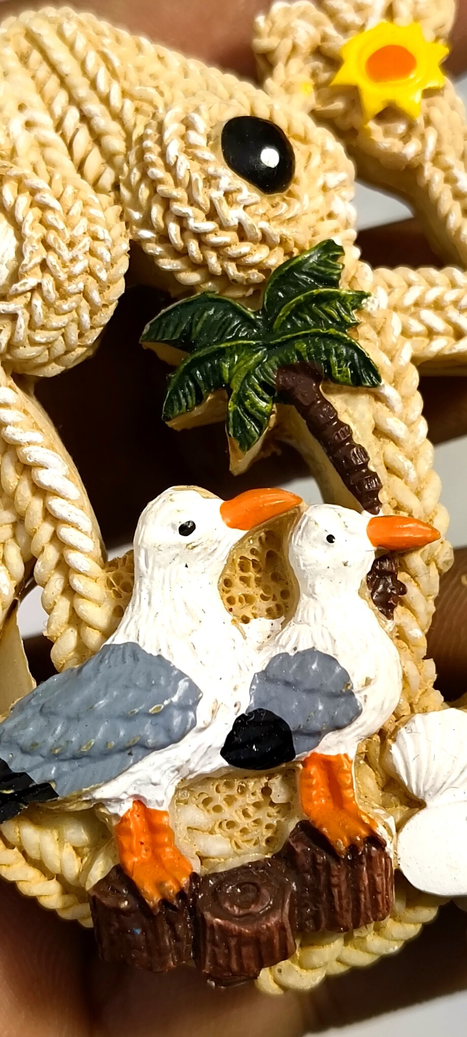 Sunny Beach Frog Fridge Magnet – Handmade Coastal Décor with Palm Trees, Seagulls & Nautical Summer Vibes