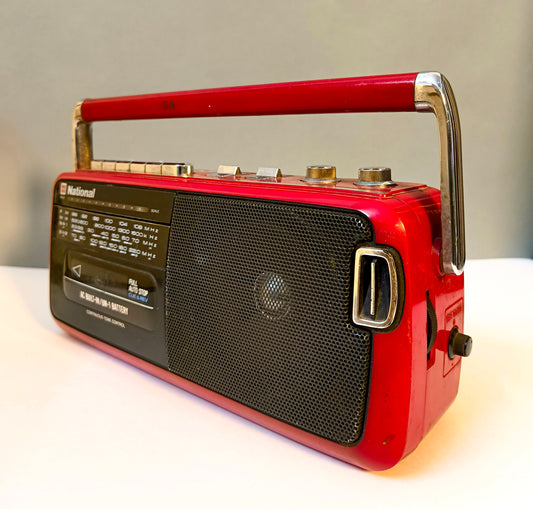 Vintage Red Radio Cassette Player – National Brand Collectible Retro Radio for Home Décor & Music Enthusiasts