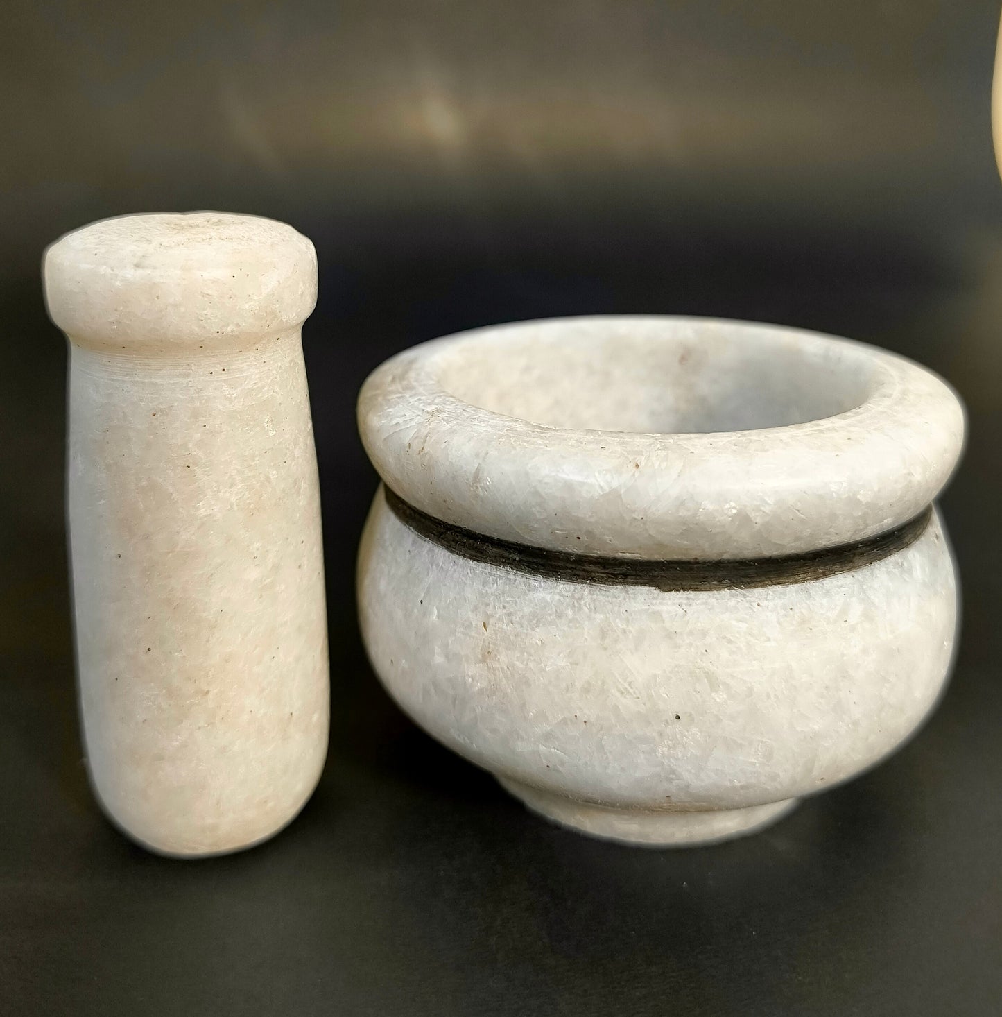 Handcrafted White Marble Mortar & Pestle – Traditional Spice & Herb Grinder for Kitchen, Ayurveda & Cooking Lovers