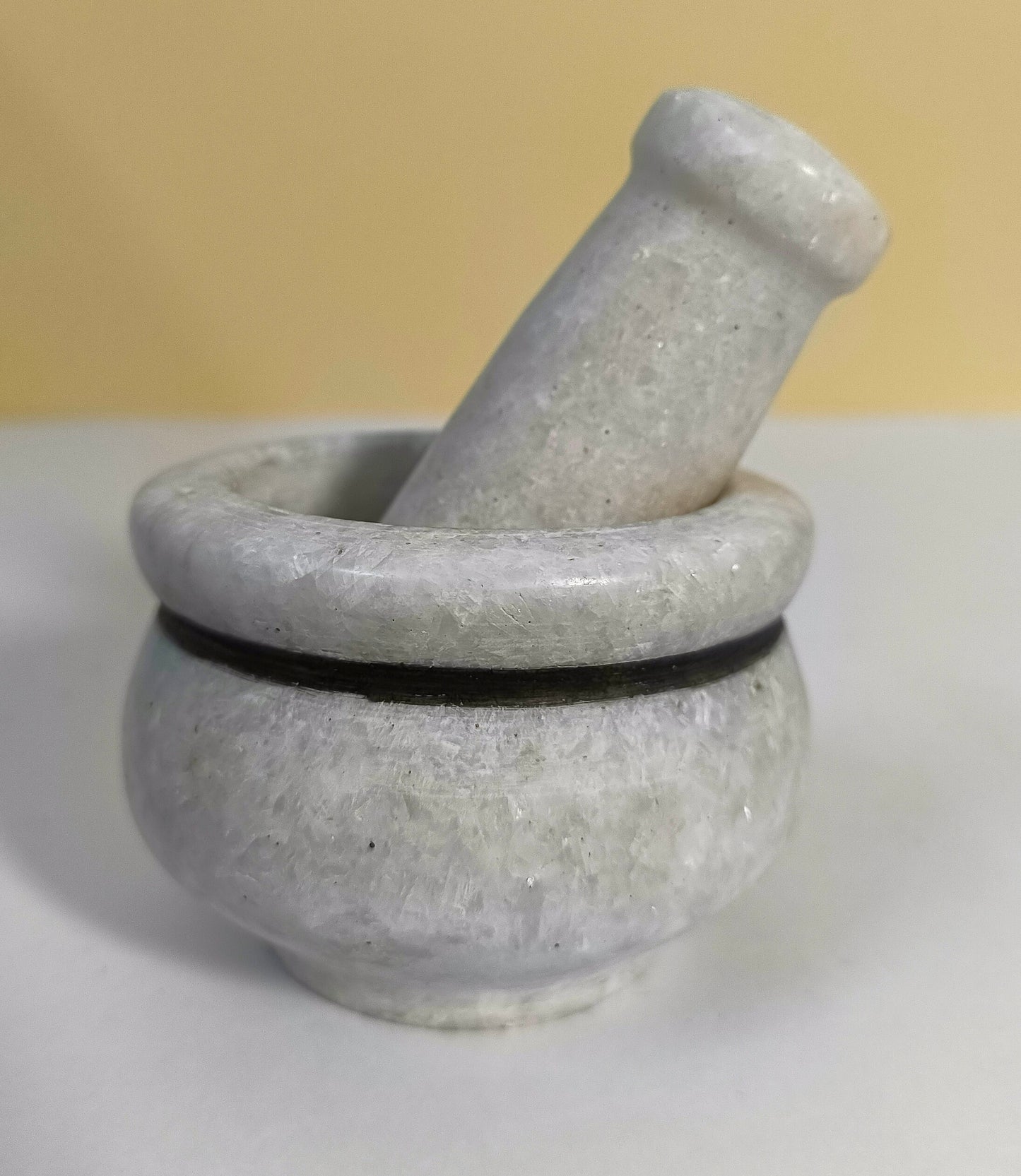 Handcrafted White Marble Mortar & Pestle – Traditional Spice & Herb Grinder for Kitchen, Ayurveda & Cooking Lovers